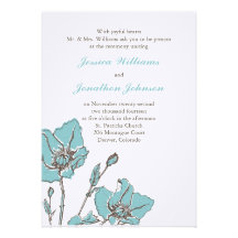 Blue Floral Wedding Personalized Invites