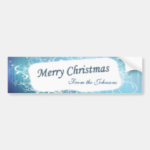 Blue Floral Wine Label Bumper Stickers