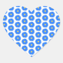 Blue Flower Pattern. Heart Sticker