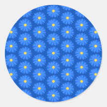 Blue Flower Pattern. Round Sticker