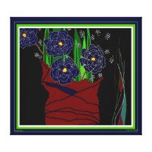 BLUE FLOWER WRAPPED CANVAS PRINT