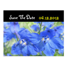 Blue Flowers Save The Date Wedding Postcard