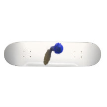 Blue Flowers White Bucket and Shadow Custom Skateboard