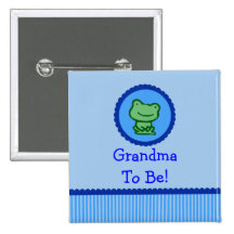 Blue Frog "Grandma To Be" Baby Shower Button