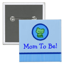 Blue Frog "Mom To Be" Baby Shower Button