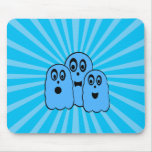Blue ghosts on white mousepads