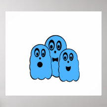 Blue ghosts on white posters