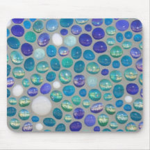 Blue Glass Pebble Mosaic Mousepad