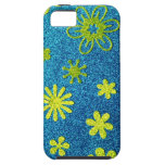 Blue Glitter & Green Flower Glam iPhone 5 Cover