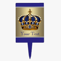 Blue Gold Prince Baby Shower Cake Topper cake picks