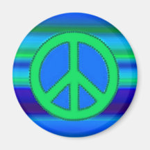 Blue Green Fractal & Peace Sign Refrigerator Magnets