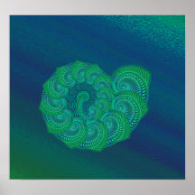Blue, Green Shell. Abstract Art Design. Poster