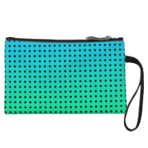 Blue Green Turquoise Polka Dot Pattern Wristlet Purse