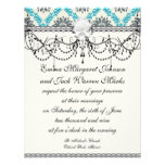 blue grey and cream elegant damask custom announcements