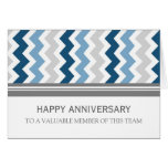 Blue Grey Chevron Employee Anniversary Card