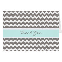 Blue Grey Chevron Wedding Thank You Card