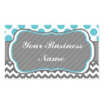 Blue, Grey,  Polka Dots and Chevron Business Card