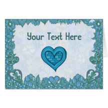 Blue Heart Doodle Greeting Cards