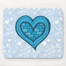 Blue Heart Doodle Mousepads