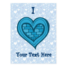 Blue Heart Doodle Postcards