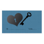 Blue Heart Lock and Key Place Card Business Card