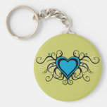 Blue Heart Swirls Key Chains