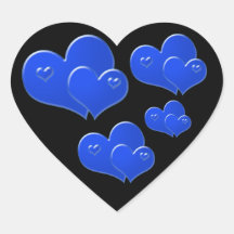 Blue hearts on black background heart stickers