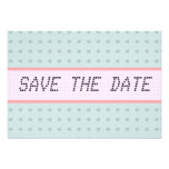 Blue Hearts telegram Vintage Save the Date Custom Invites