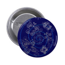 Blue Henna Flies Pinback Buttons