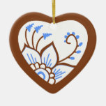 Blue Henna Heart Ornament