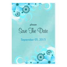 Blue Hibiscus Floral Wedding Save The Date Cards Business Card Templates