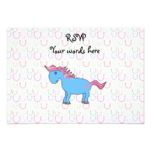 Blue horse with pink hearts invites