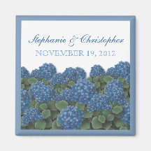 Blue Hydrangea Flowers Bridal Shower Invitation Refrigerator Magnet
