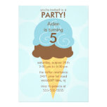 Blue Ice Cream Cone Birthday Invitation
