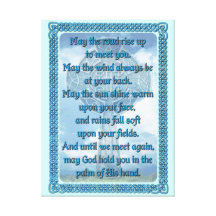 Blue Irish Blessing Stretched Canvas Prints