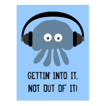Blue jellyfish GETTIN INTO IT postcard