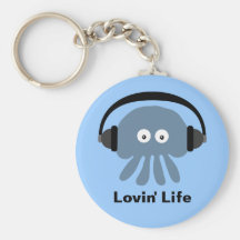 Blue jellyfish & headphones Lovin' Life keychain