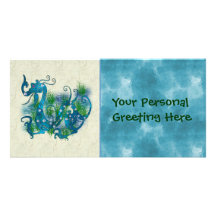 Blue Jewelled Dragon Customized Photo Card