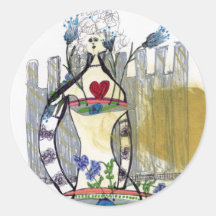blue lady round sticker