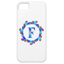 Blue Letter F Monogram Red Stars iPhone 5 Cases