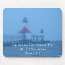 Blue lighthouse mouse mats