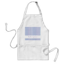 Blue Lilac White Stripes white Wedding Apron