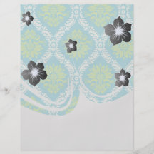 blue lime green and cream ornate damask full colour flyer