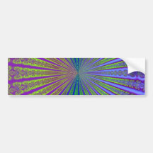 Blue Lime Green Purple Abstract Fractal Tunnel Bumper Sticker