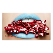 Blue Lips Makeup Cosmetics Artist Business Card Template