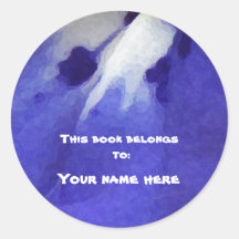 Blue Lobelia Bookplate Round Stickers