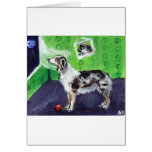 Blue Merle Australian Shepherd senses smiling moon Greeting Card