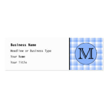 Blue Monogram Check Pattern. Custom Letter. Business Card
