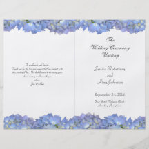 Blue Moon Folded Floral Wedding Program Template Personalised Flyer