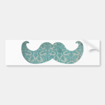 Blue Moustache - Vintage Damask Bumper Sticker